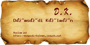 Dömsödi Kálmán névjegykártya